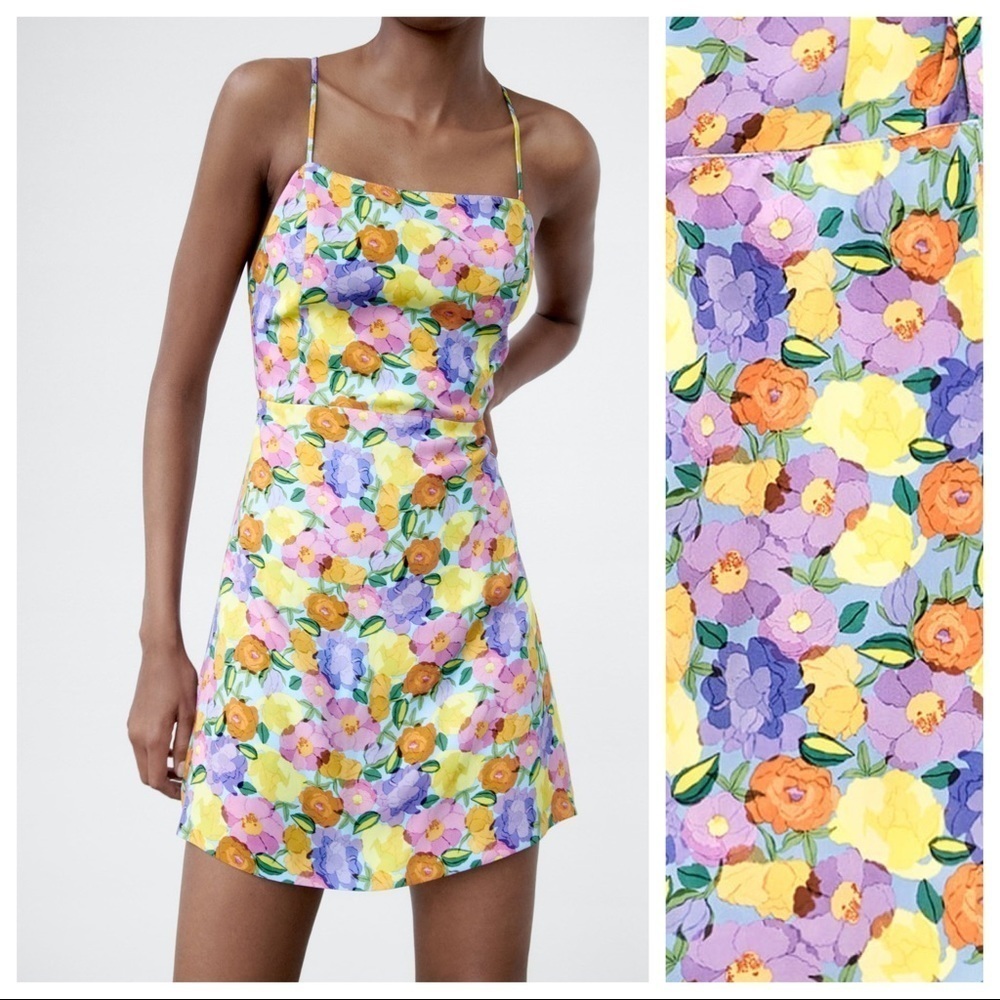 🌹NWT. Zara Floral Print Mini Dress. Size S. - Picture 2 of 12